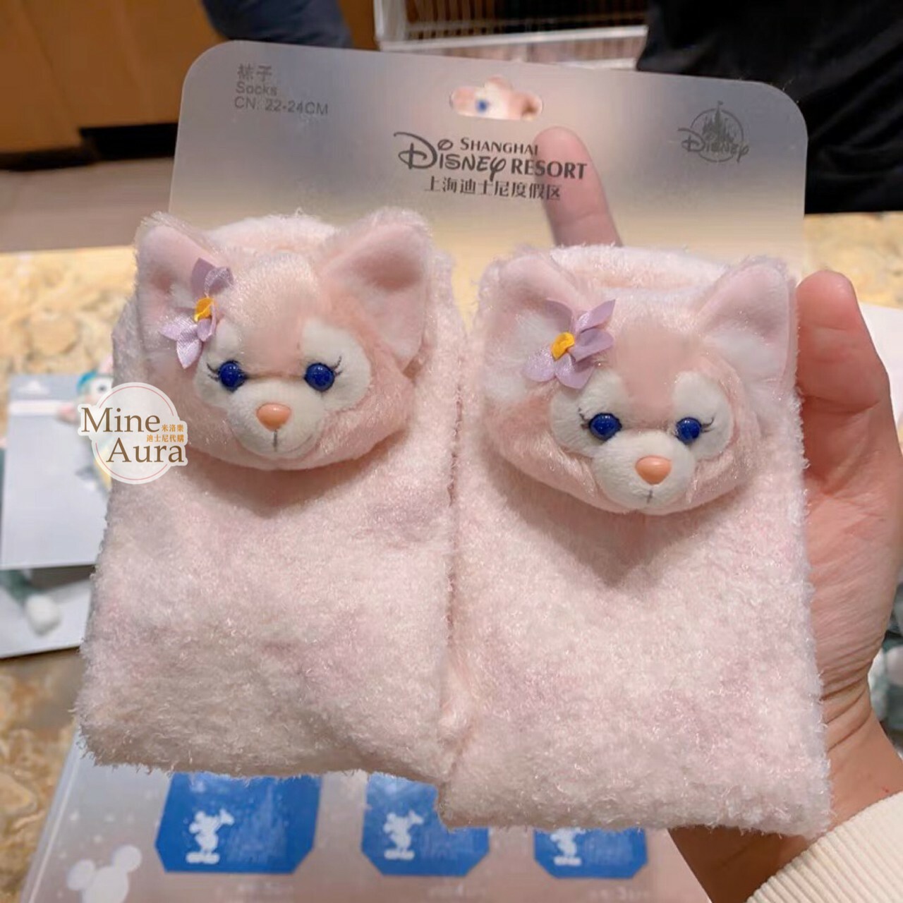 玲娜貝兒 Lina bell 絨毛大頭 造型 襪 -上海迪士尼樂園