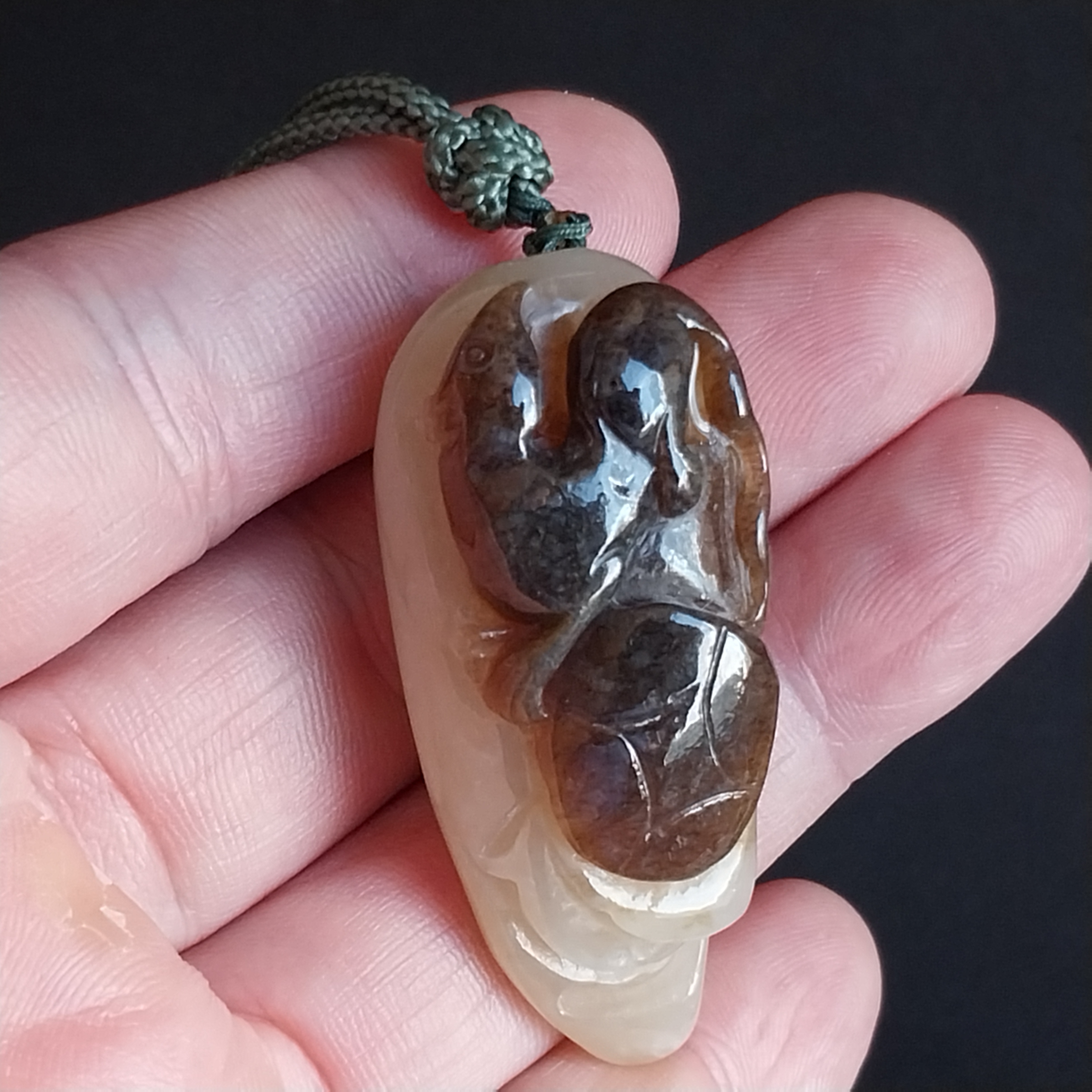 和田玉糖白料狐狸掛飾, 天然和田玉軟玉