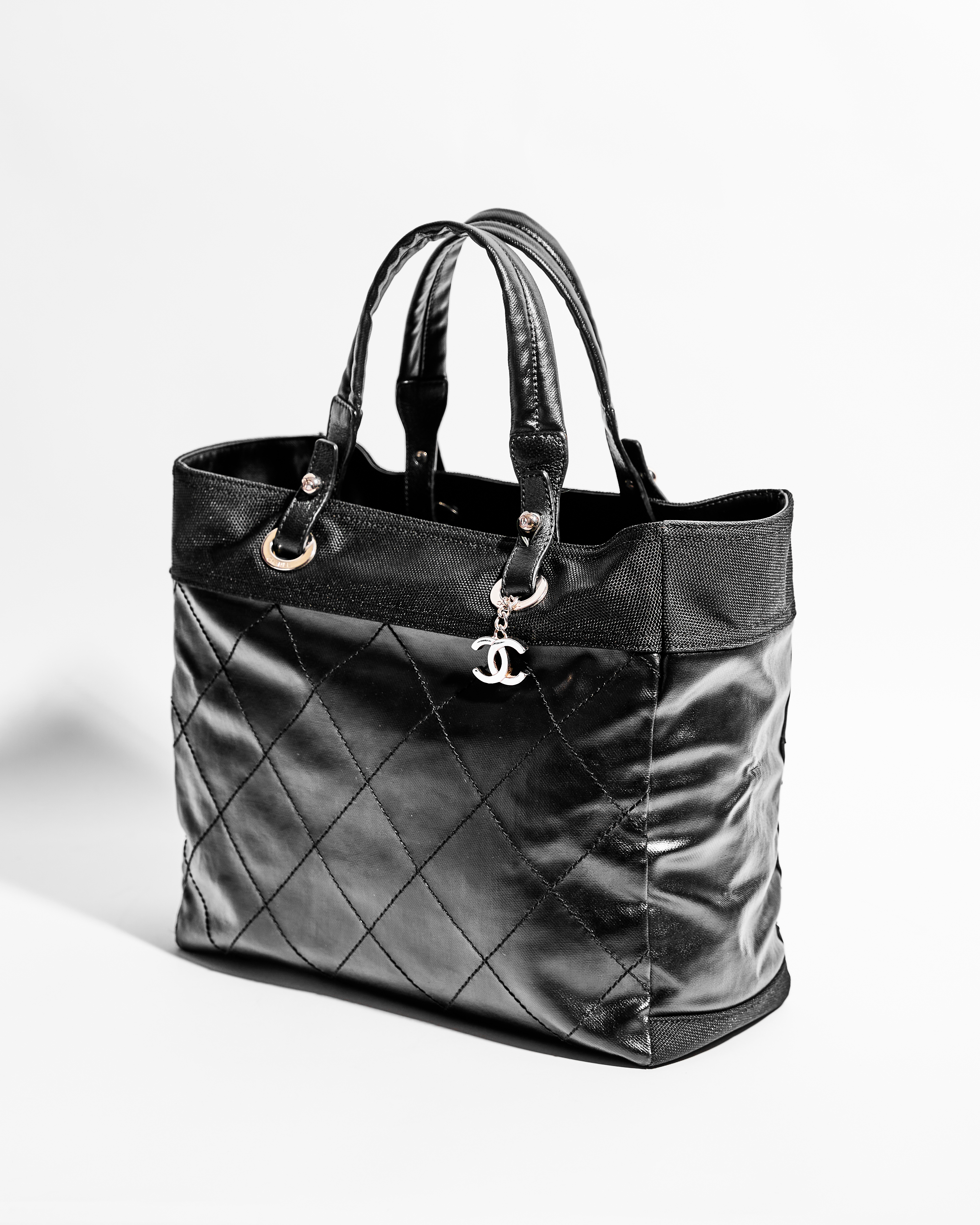 Chanel Black Quilted Patent Leather Medallion Tote Bag - Yoogi's
