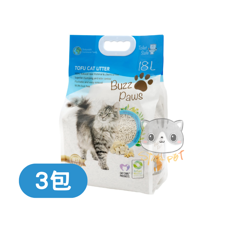 Buzz Paws Tofu Cat Litter 18L x 3