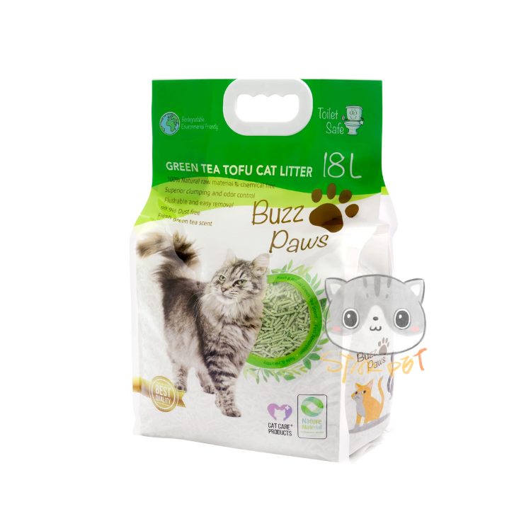 Buzz Paws Green Tea Tofu Cat Litter 18L