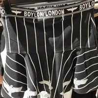 [S] BOYLONDON WOMENS MINI SKIRT,BLACK/WHITE, B72BTSK07F89 (SBB114)