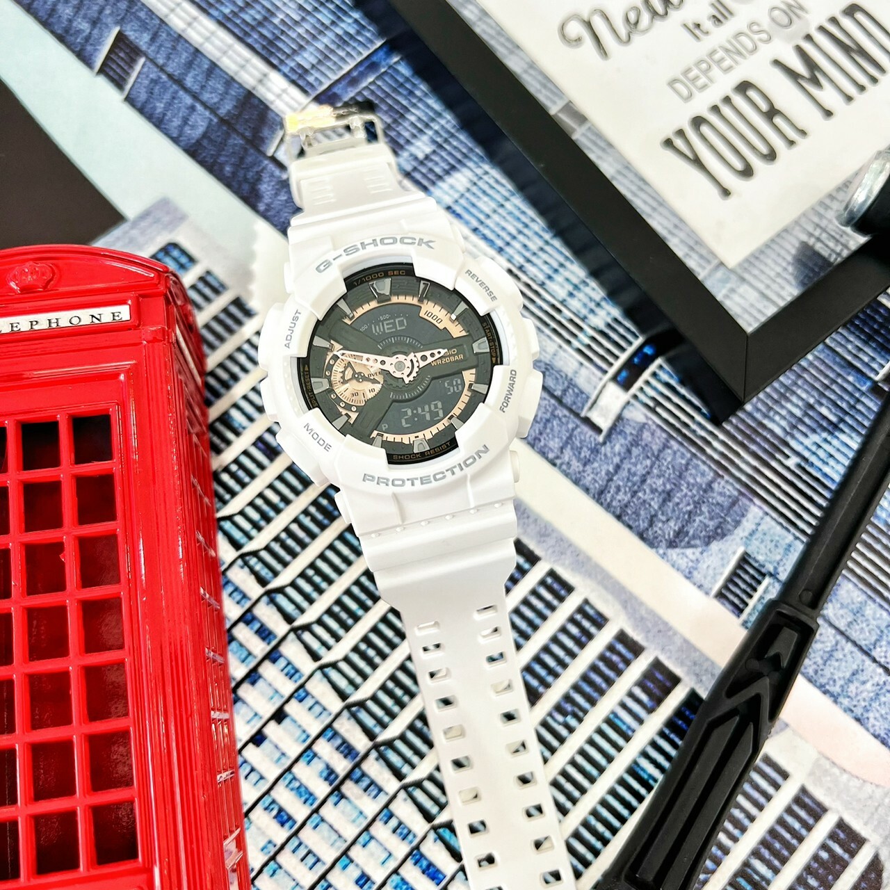 【G-SHOCK】大錶殼系列-白色玫瑰金雙顯運動錶 GA-110RG-7A 51.2mm 現代鐘錶