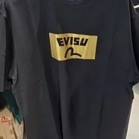[S] EVISU WORD AND LOGO TEE SHIRT,BLACK, EU2UTS908-BLACK (SEV148)