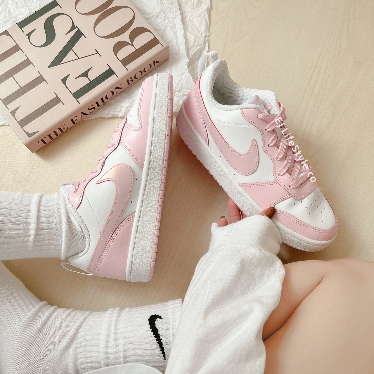 NIKE COURT BOROUGH LOW 2 草莓粉 淡粉 珠光勾勾 小DUNK 大童鞋 DV5456-105 / 現＋預