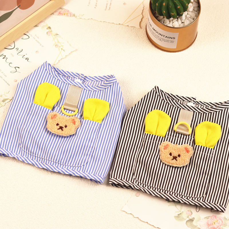 宠物衣服 小熊竖条胸背带
