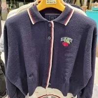 [S] ROMANTIC CROWN BALLOON SLEEVE CARDIGAN,NAVY, 3221CD200159 (SRC17)