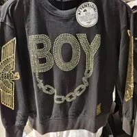 [S] BOYLONDON HOT CHAIN SWEAT SHIRT,BLACK/GOLD, B81MT1403F99 (SBB116)
