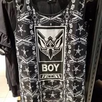 [S] BOYLONDON BOY LOGO PRINT SLEEVELESS SHIRT,BLACK/WHITE, B72DROP05F89 (SBB120)