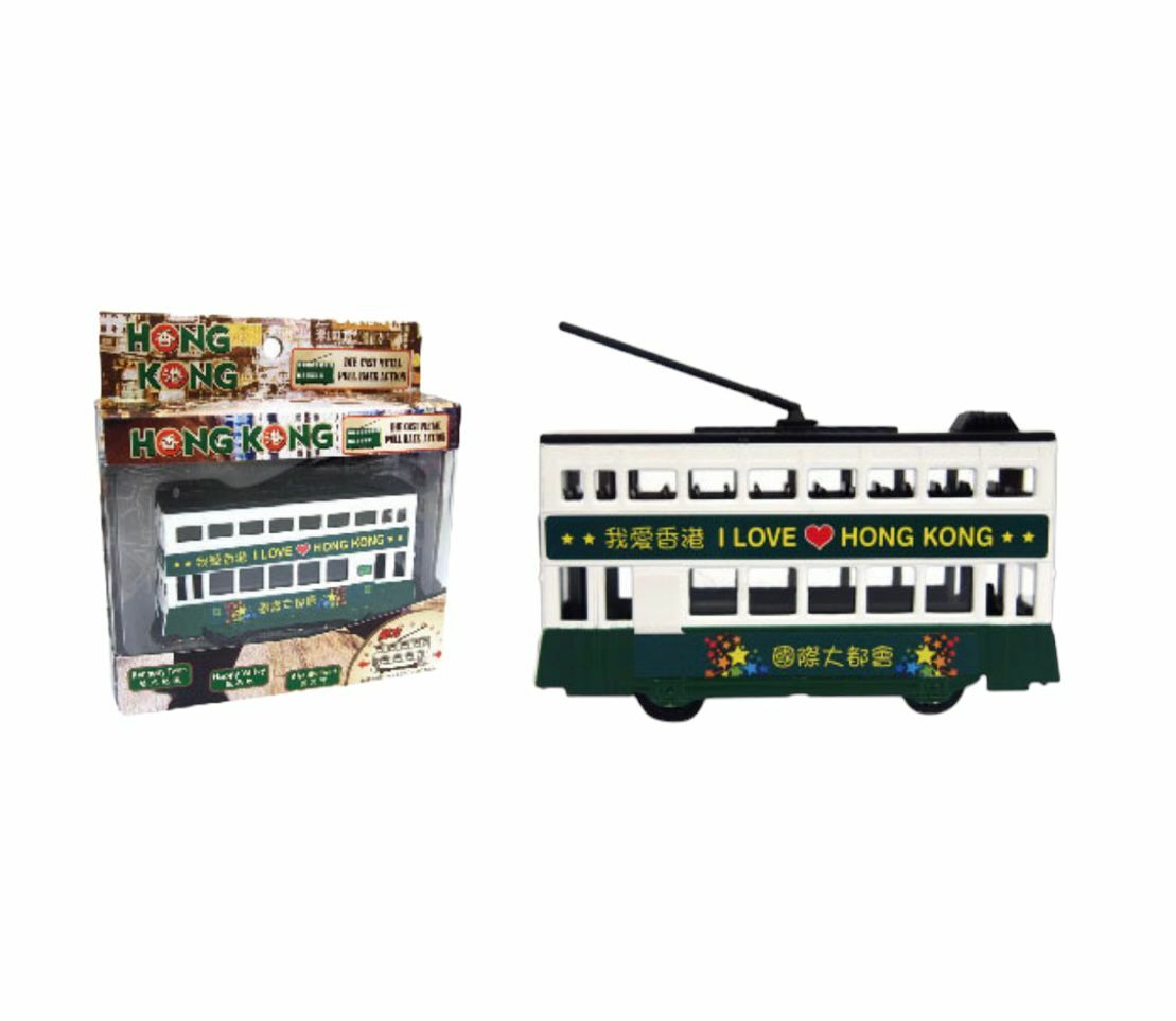 香港交通工具玩具-綠白色 電車-細