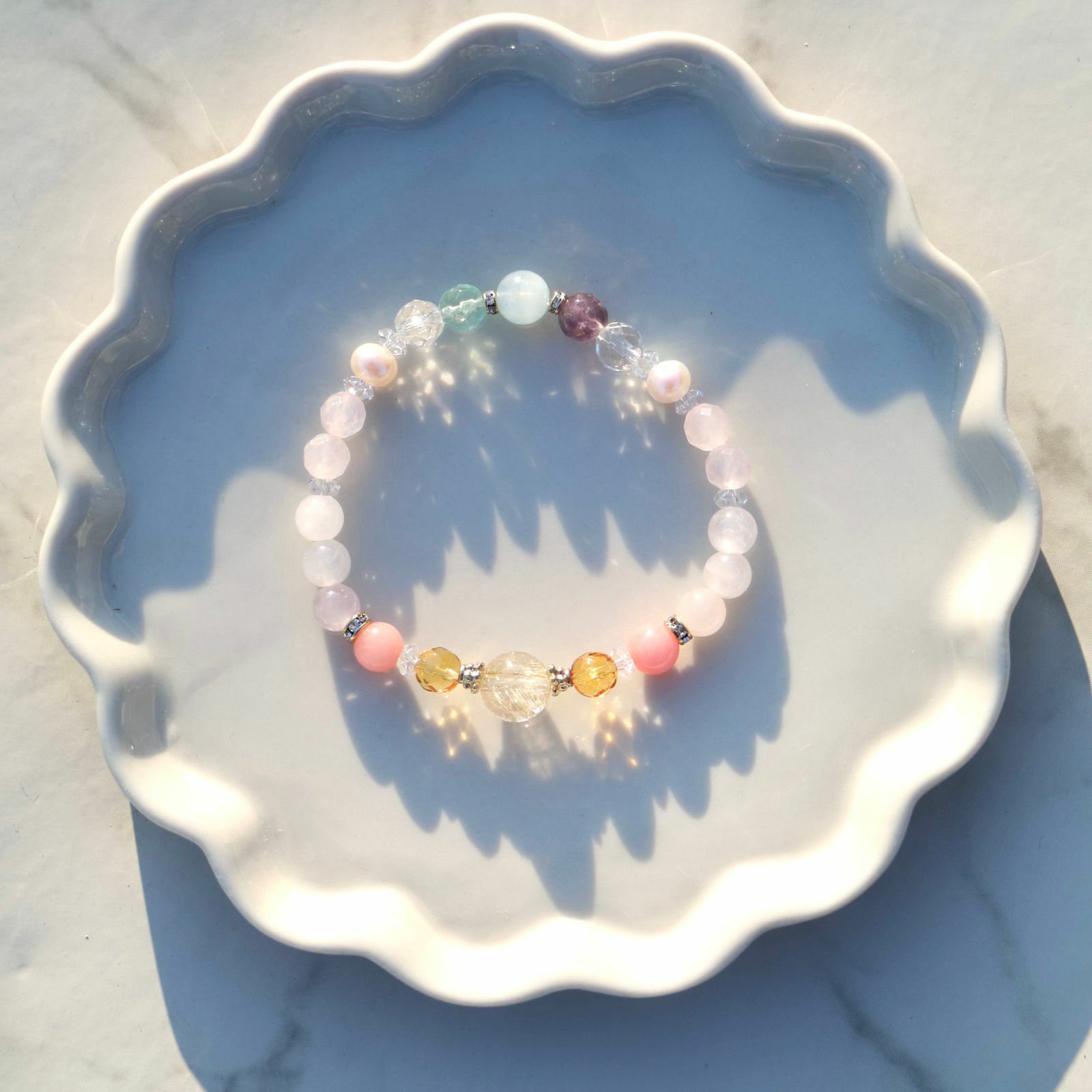 RABBIT BOUQUET天然石手作水晶手鏈-Rainbow Bouquet