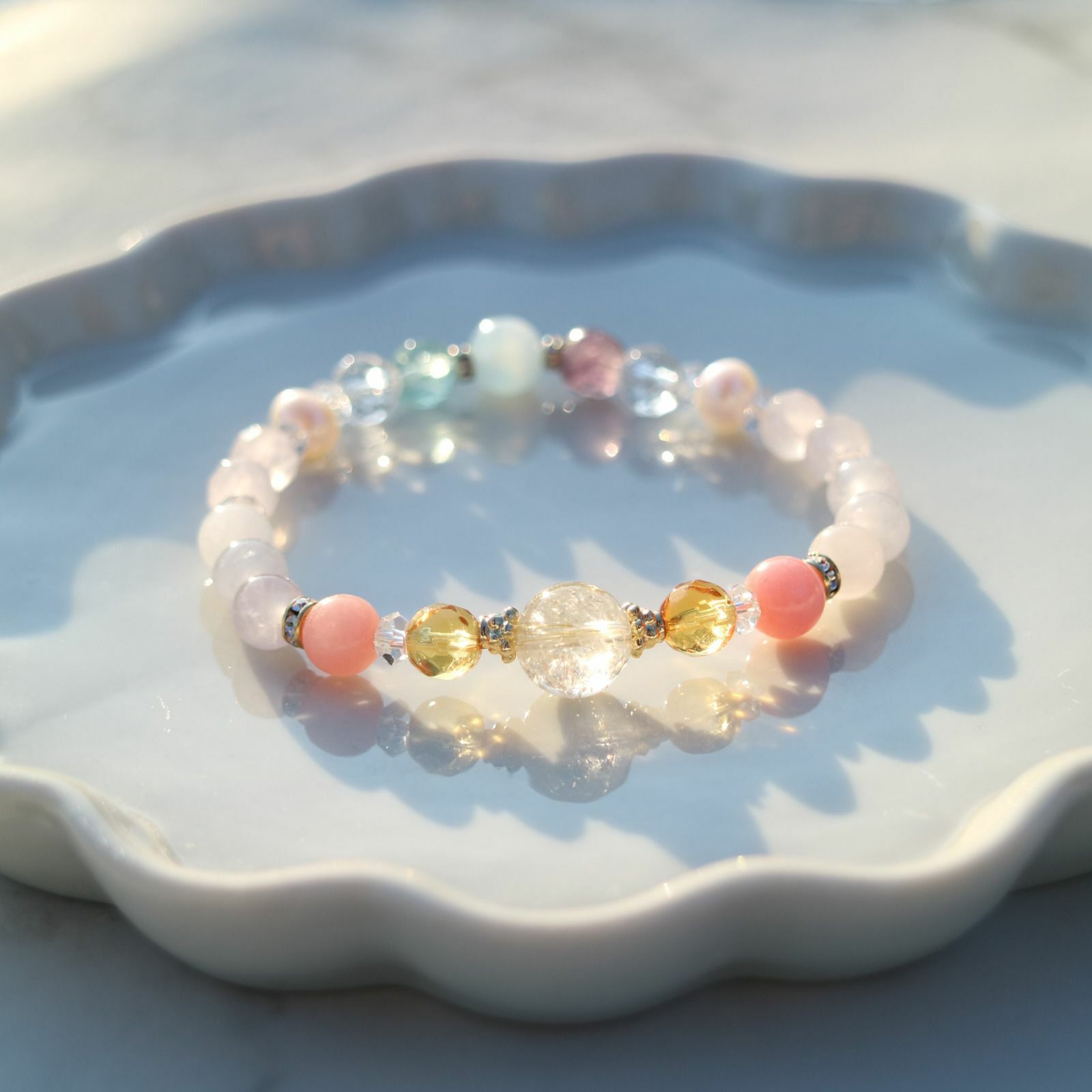 RABBIT BOUQUET天然石手作水晶手鏈-Rainbow Bouquet