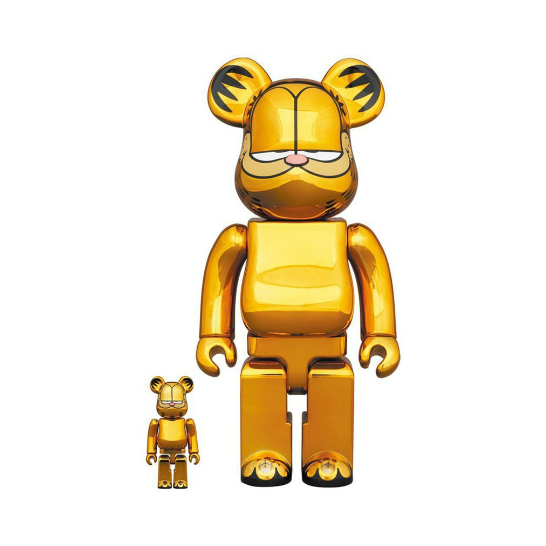 BE@RBRICK 加菲貓 Garfield Gold Chrome Ver. 400％&  100%