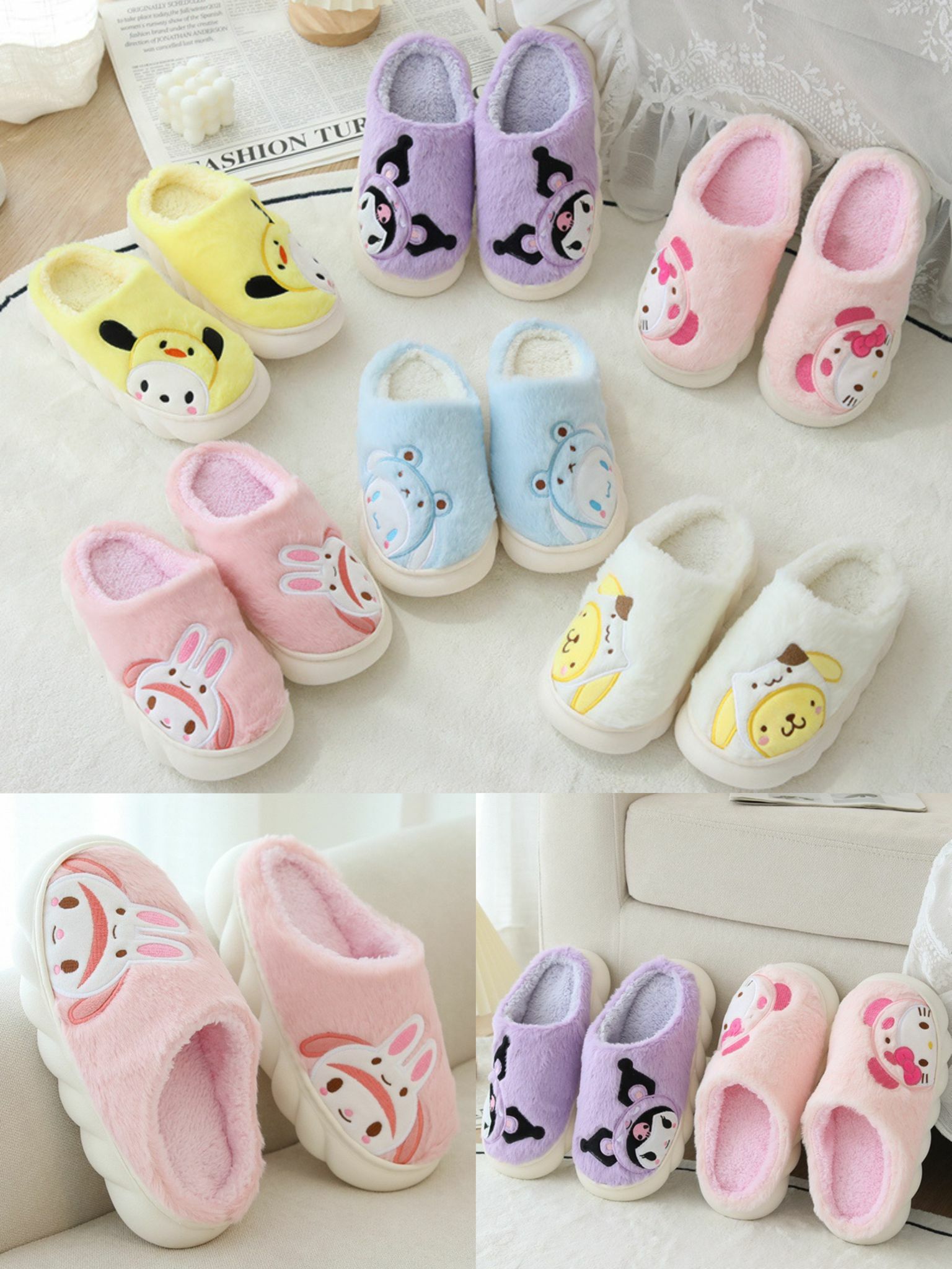 Sanrio踩屎💩感女裝毛絨拖鞋-2203628
