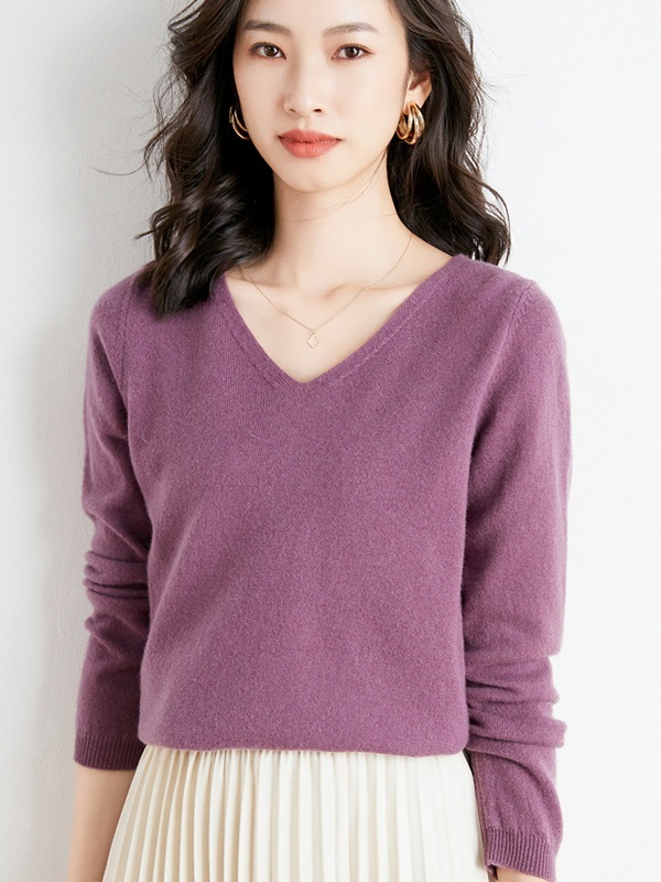 【零碼出清不退換】V領純色針織上衣 十二色