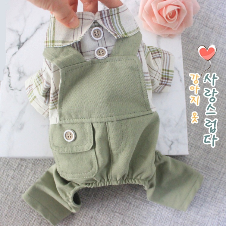 宠物衣服 格子衬衫背带裤