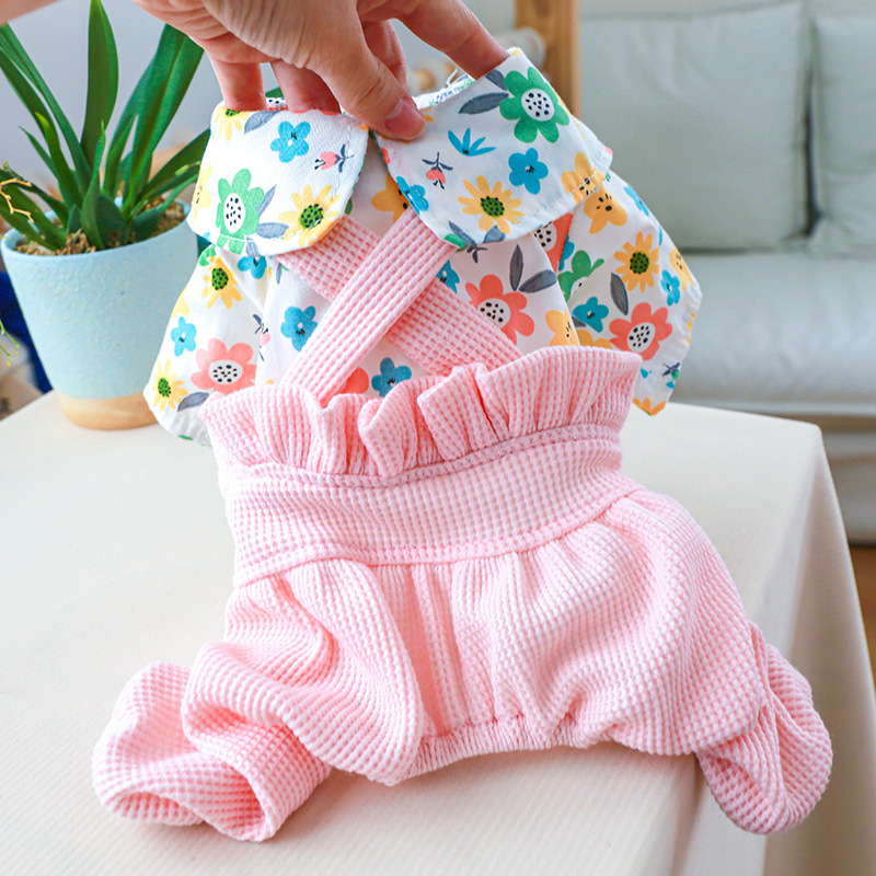 宠物衣服 4脚碎花灯笼裤