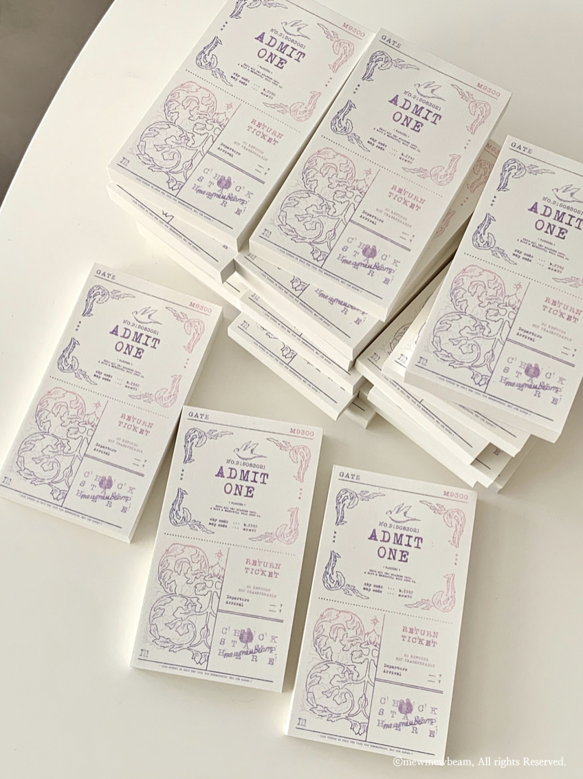 Mewmewbeam |復古票券-粉紫鳥兒 便箋