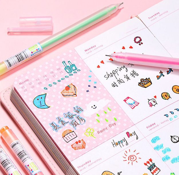 12色彩色手账笔