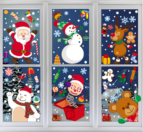 xmas 圣诞静电贴纸  20cm x 30cm 7款随机发