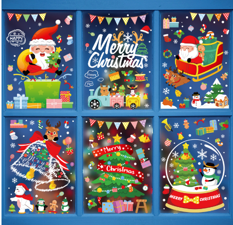 xmas 圣诞静电贴纸  20cm x 30cm 7款随机发
