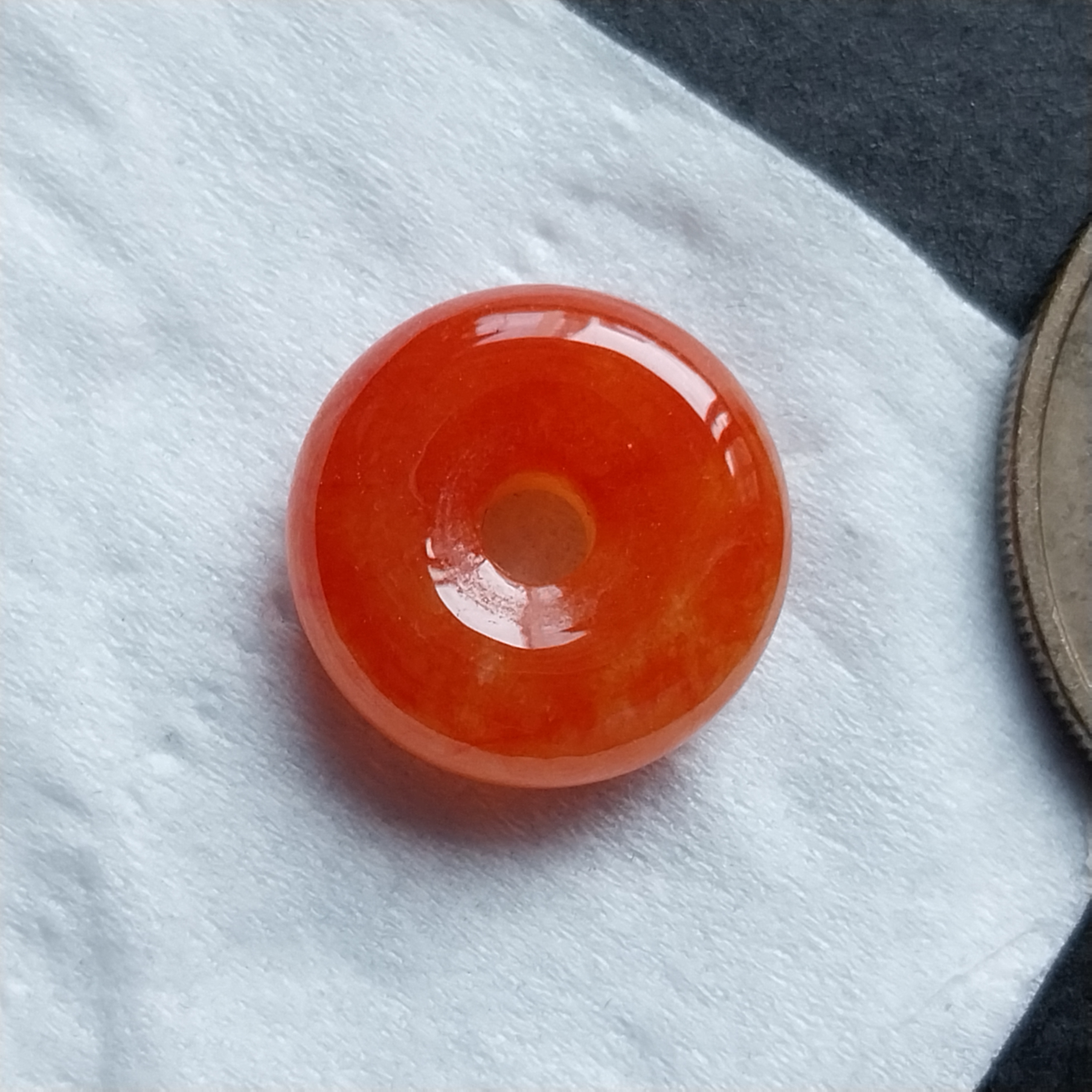 冰紅白平安扣 (13.3mm直徑), 天然翡翠A玉, 緬甸玉, Jade, Jadeite