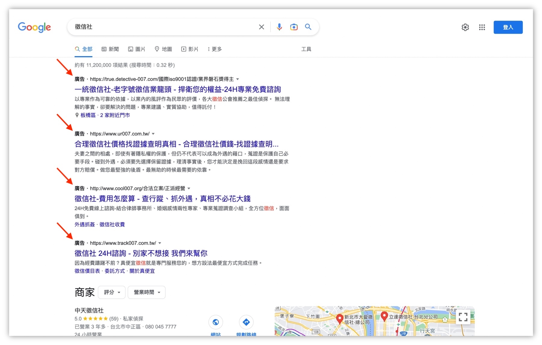 關鍵字研究-徵信社廣告