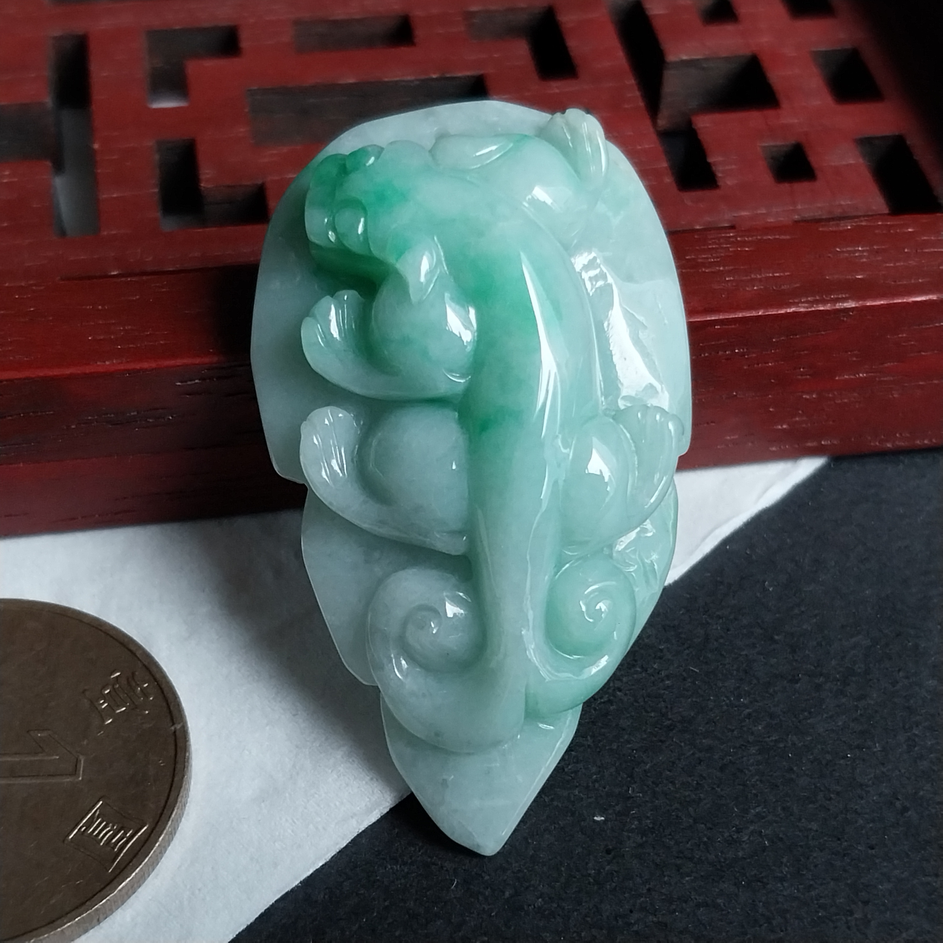 J1930 冰糯飄綠特色貔貅吊墜