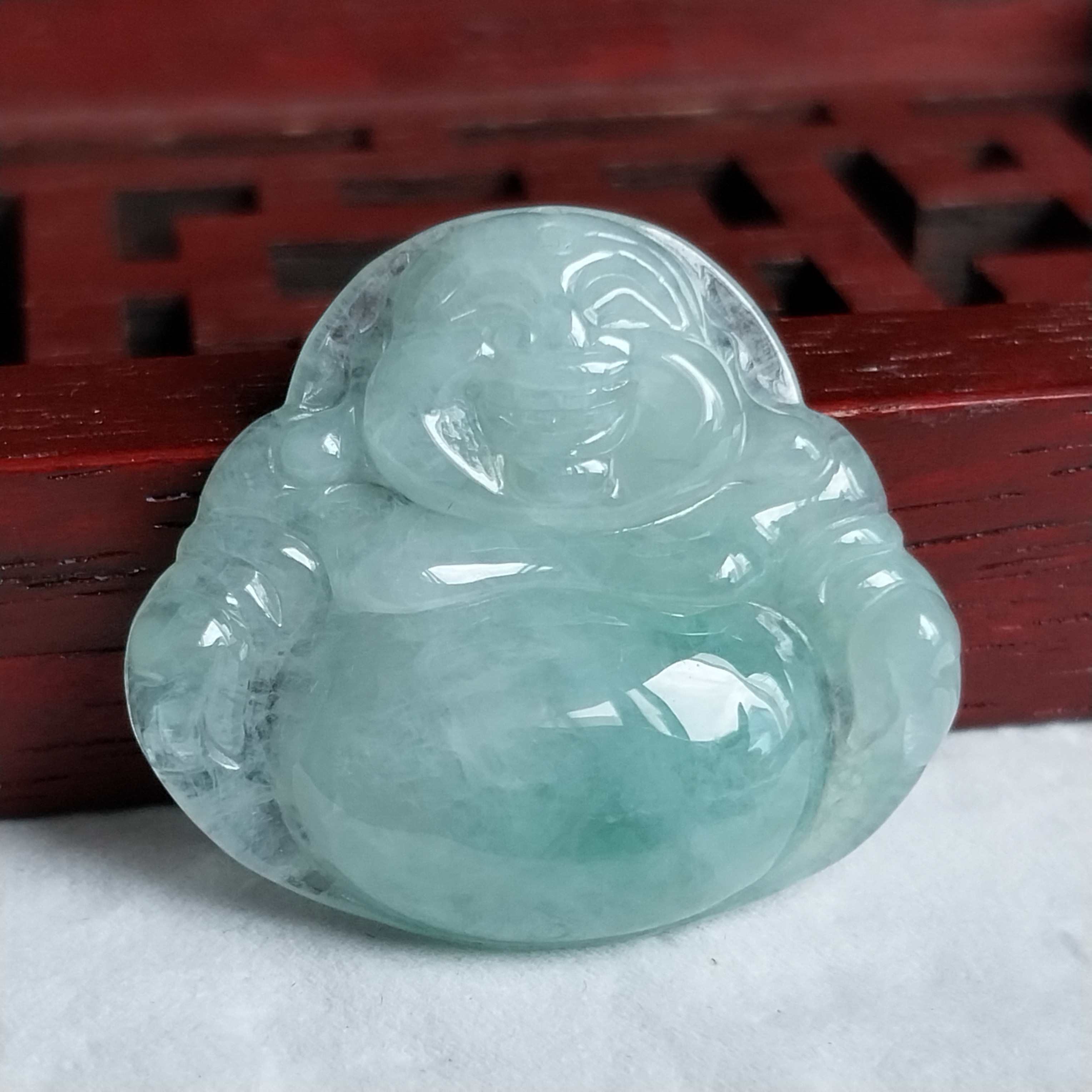 冰糯飄綠笑佛, 天然翡翠A玉, 緬甸玉, Jade, Jadeite