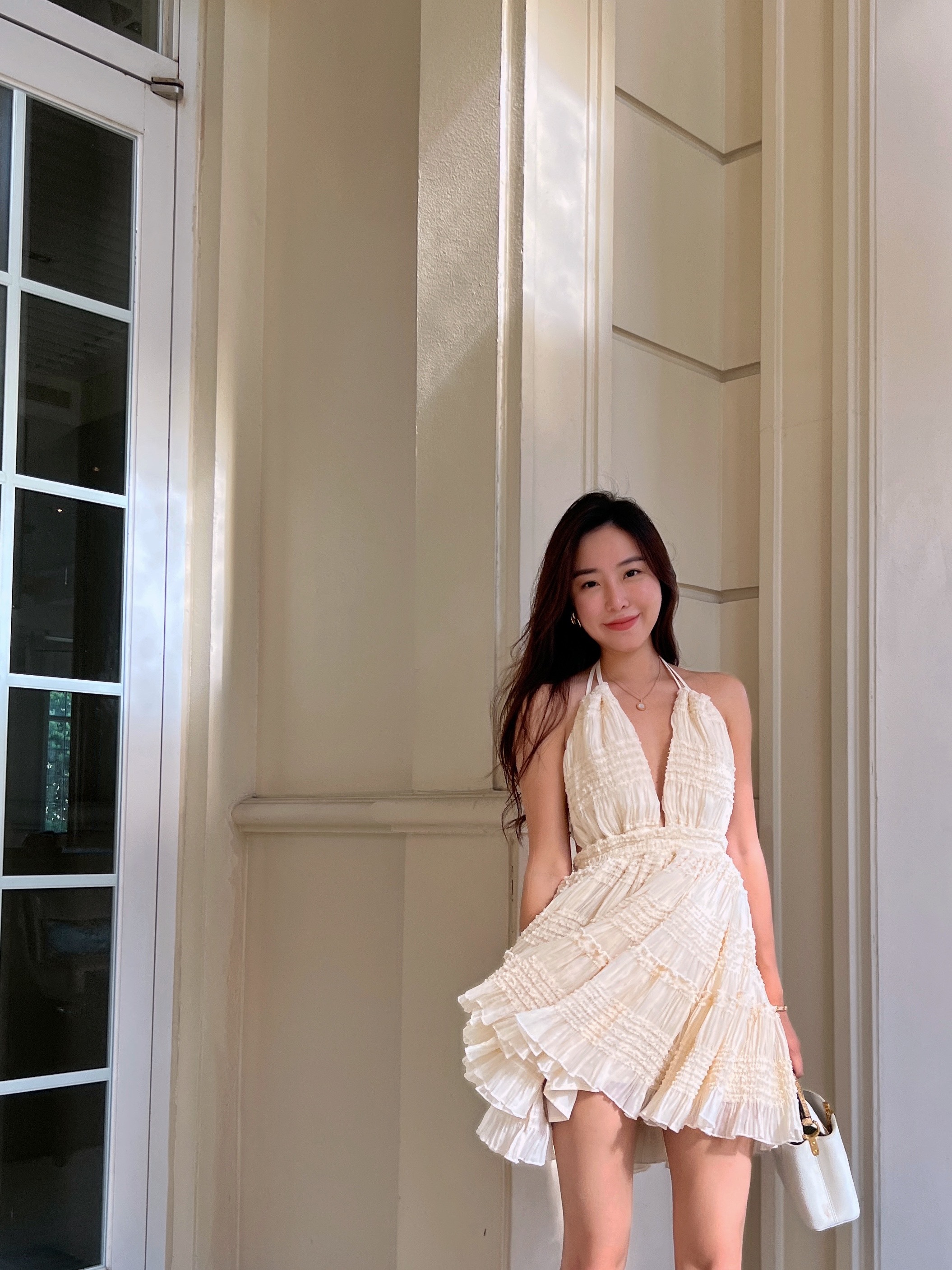 Flowering 花開半夏 深V露背綁帶洋裝