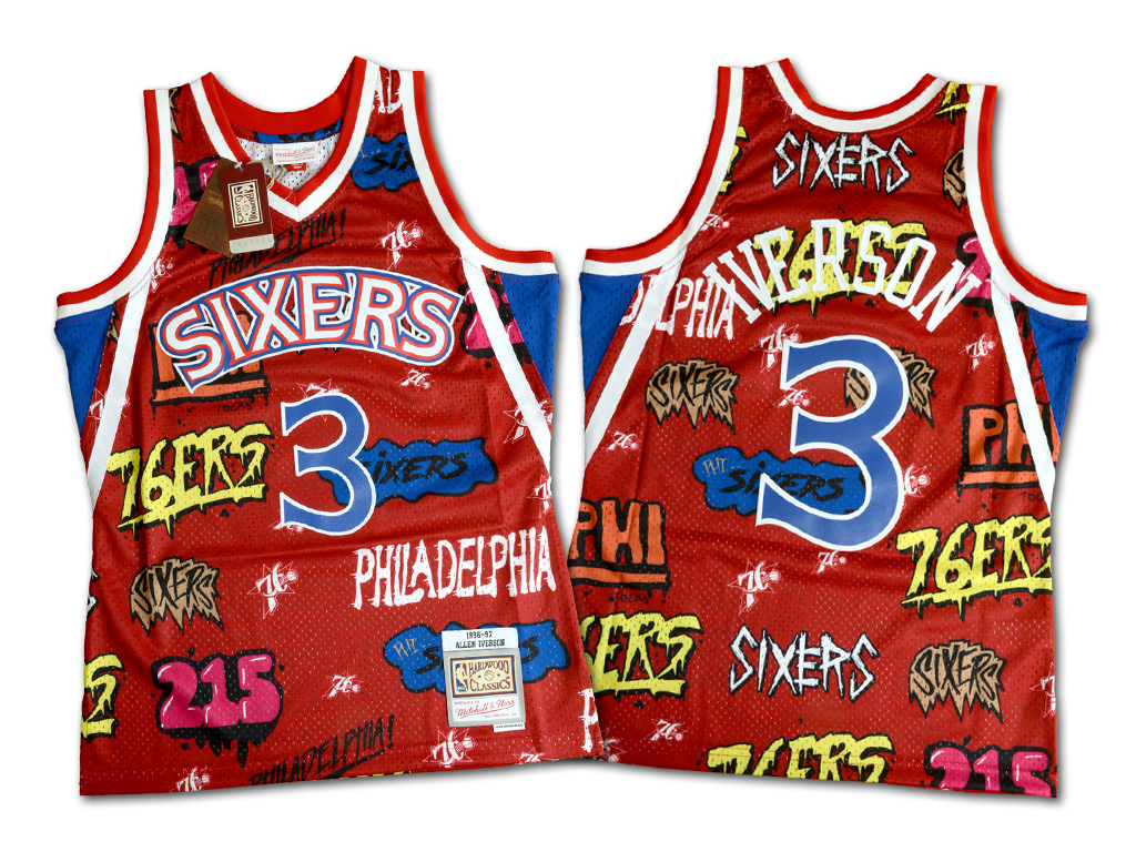 Mitchell & Ness 費城76人隊 Allen Iverson Slap Sticker Swingman 球衣
