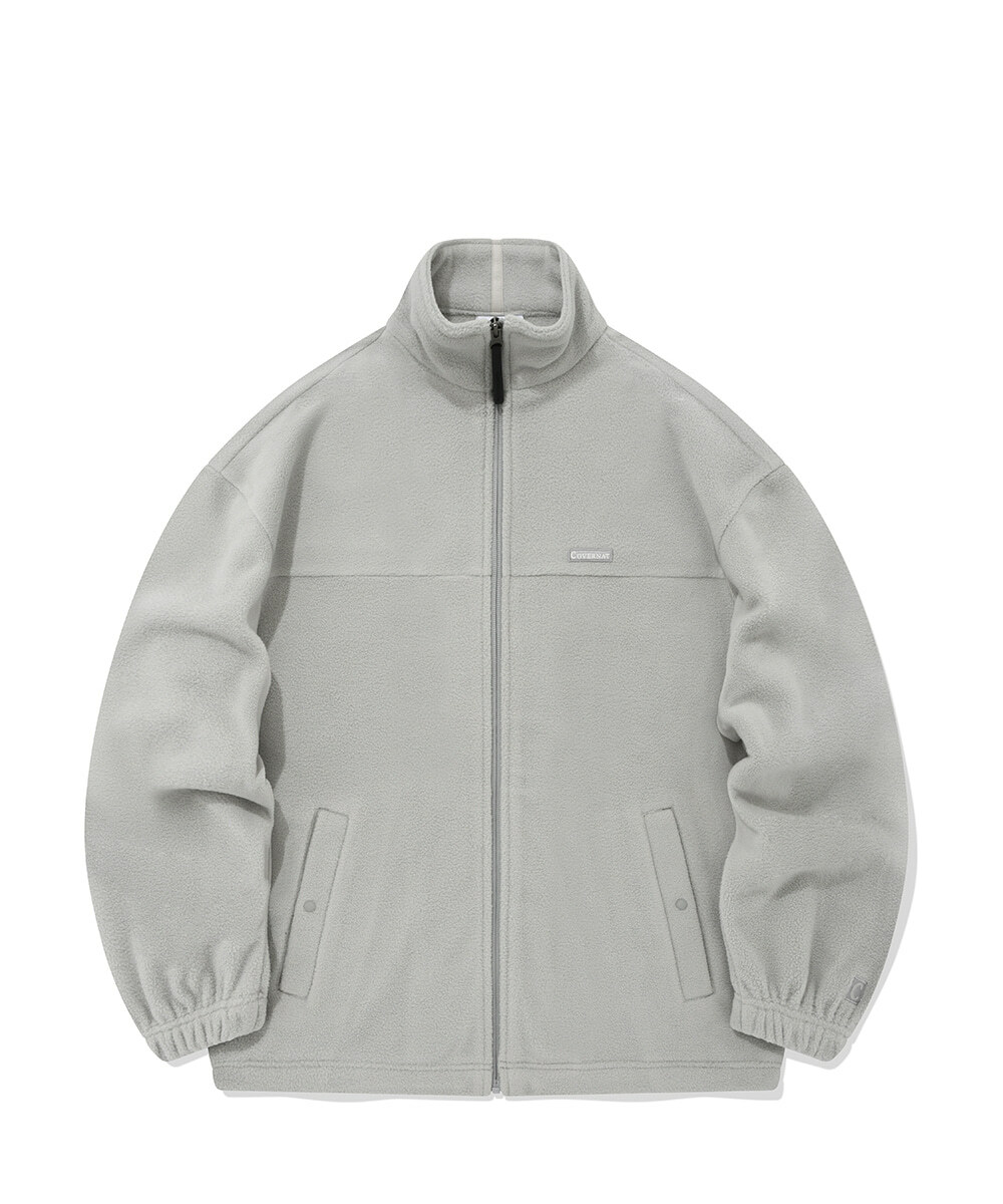 COVERNAT 抓絨拉鍊夾克 淺灰色