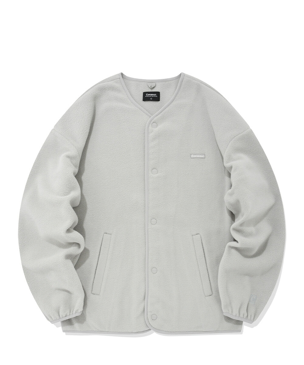 COVERNAT 抓絨無領夾克 淺灰色