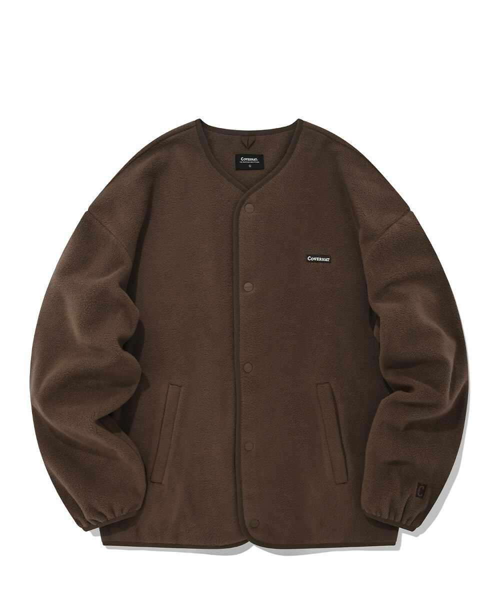 COVERNAT 抓絨無領夾克 棕色