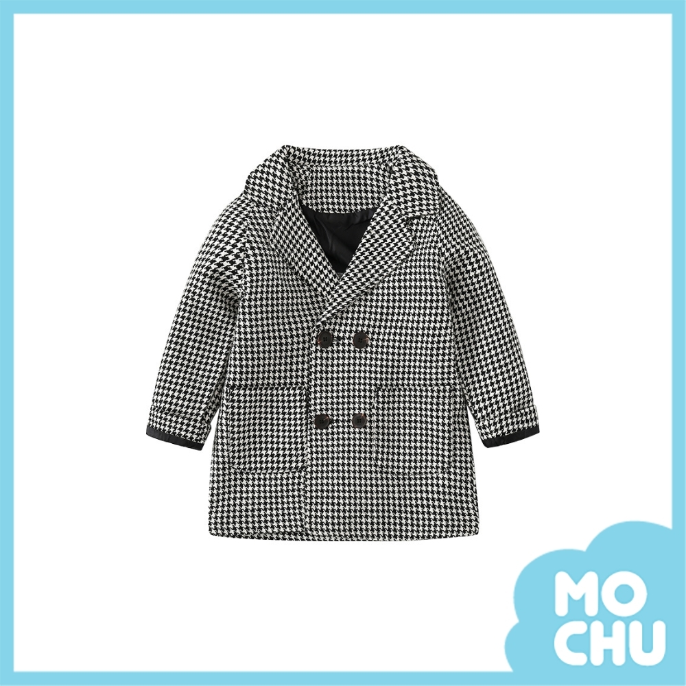 千鳥紋雙排扣中長款風衣
