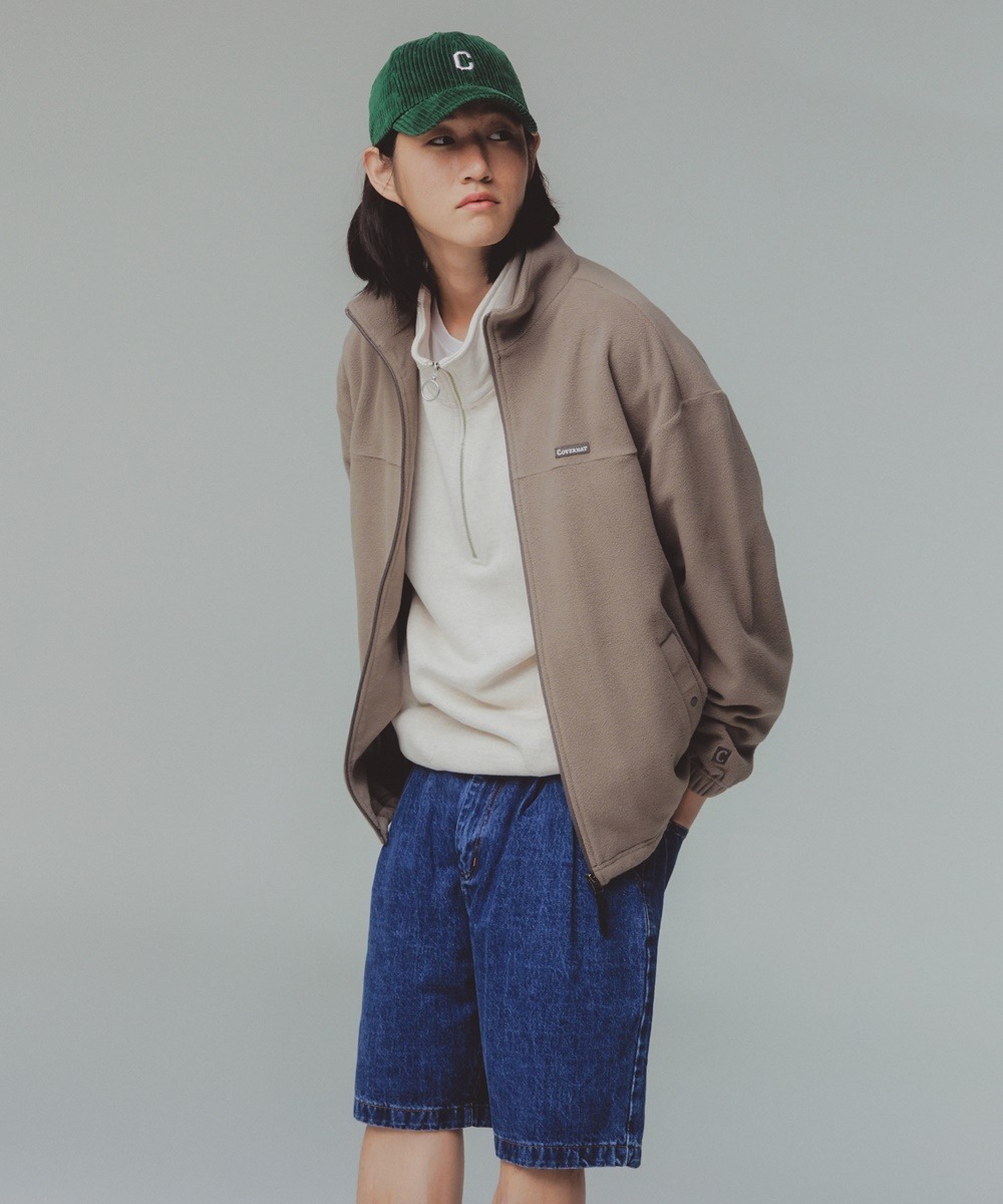 COVERNAT 抓絨拉鍊夾克 米色