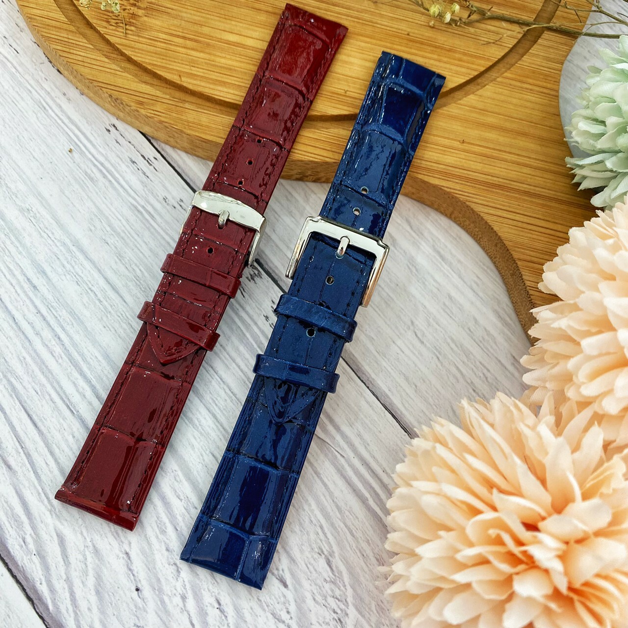 【皮帶】 亮面高質感皮帶 SL180 酒紅 /深藍 12mm~20mm 現代鐘錶