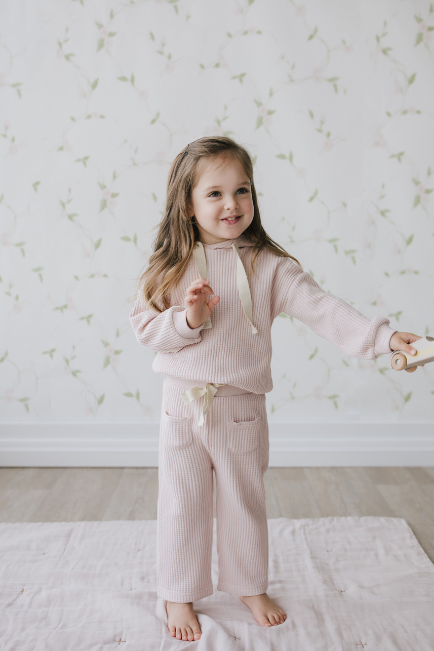 Jamie Kay- 有機棉鬆餅格長褲(Provence Dusty Pink)