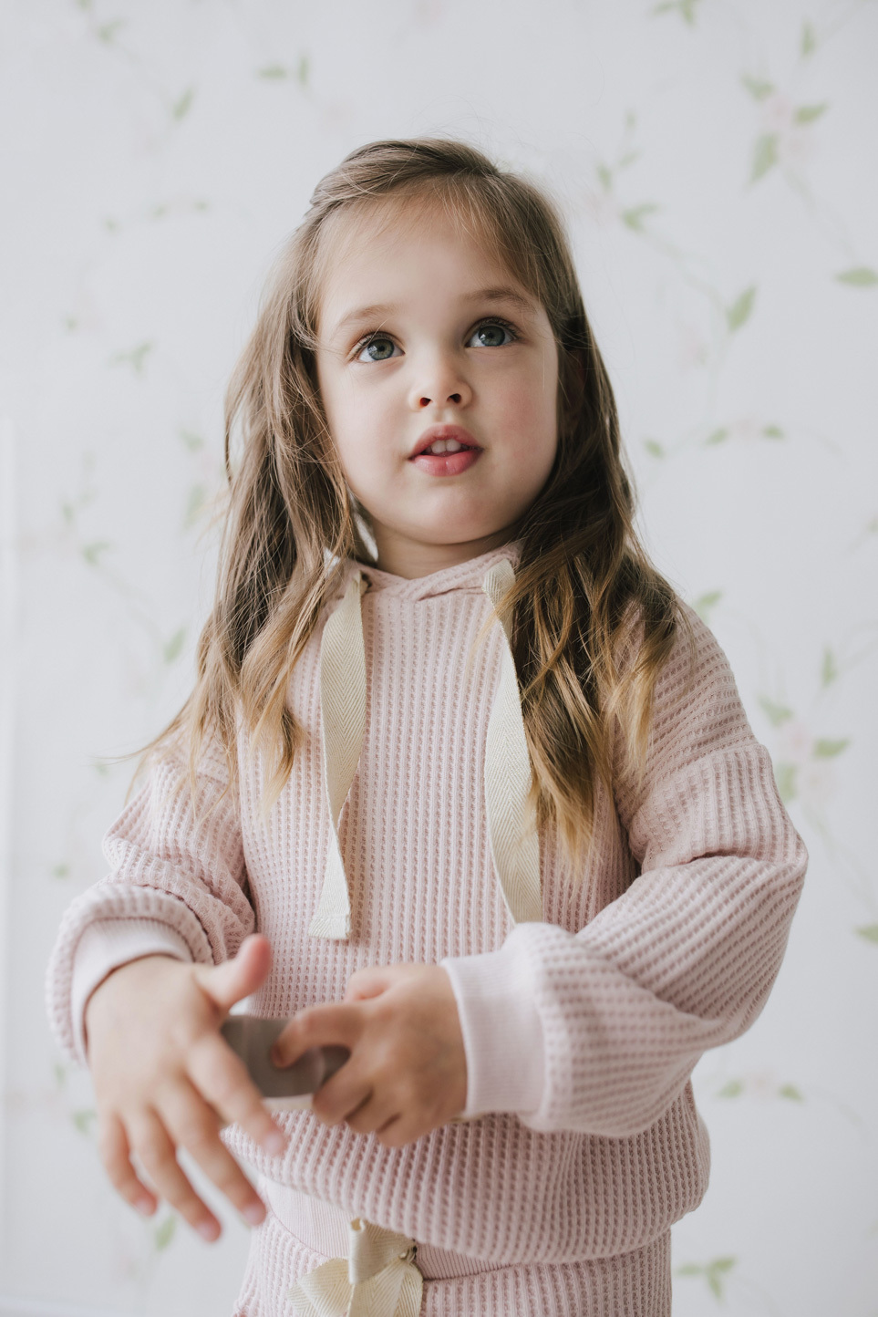 Jamie Kay- 有機棉鬆餅格連帽上衣(Provence Dusty Pink)