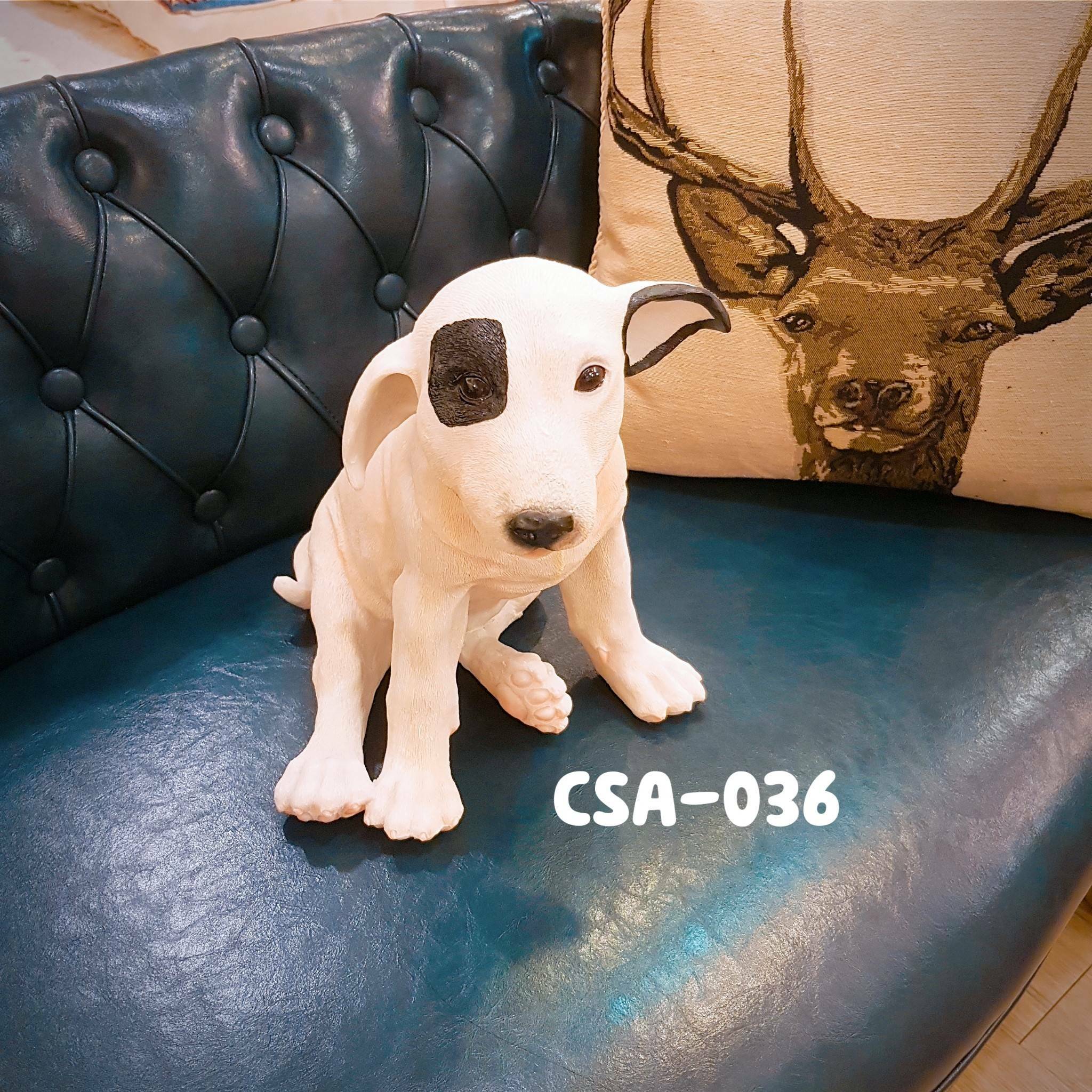 黑白狗擺件-坐姿