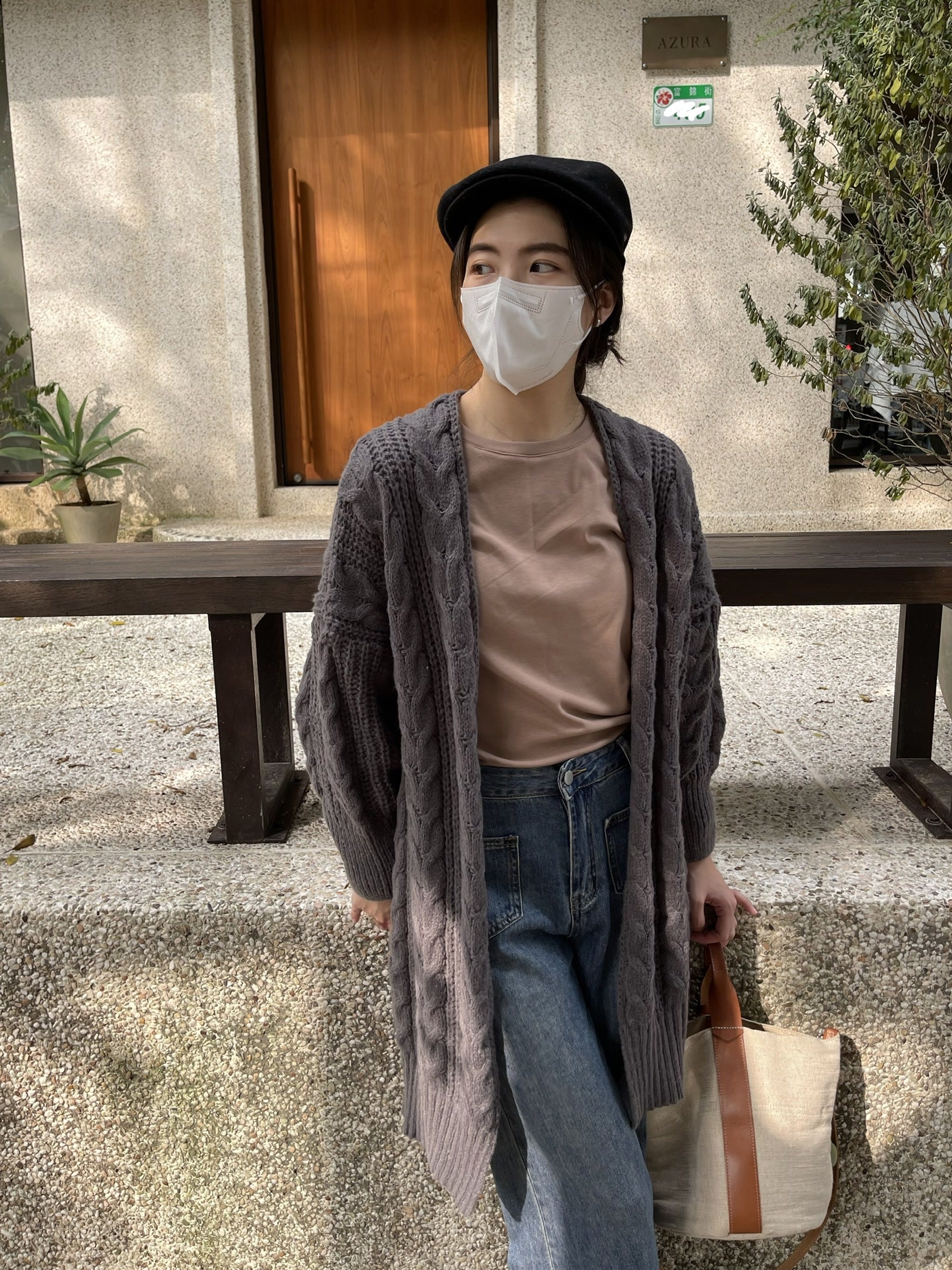 麻花鉤織長罩衫