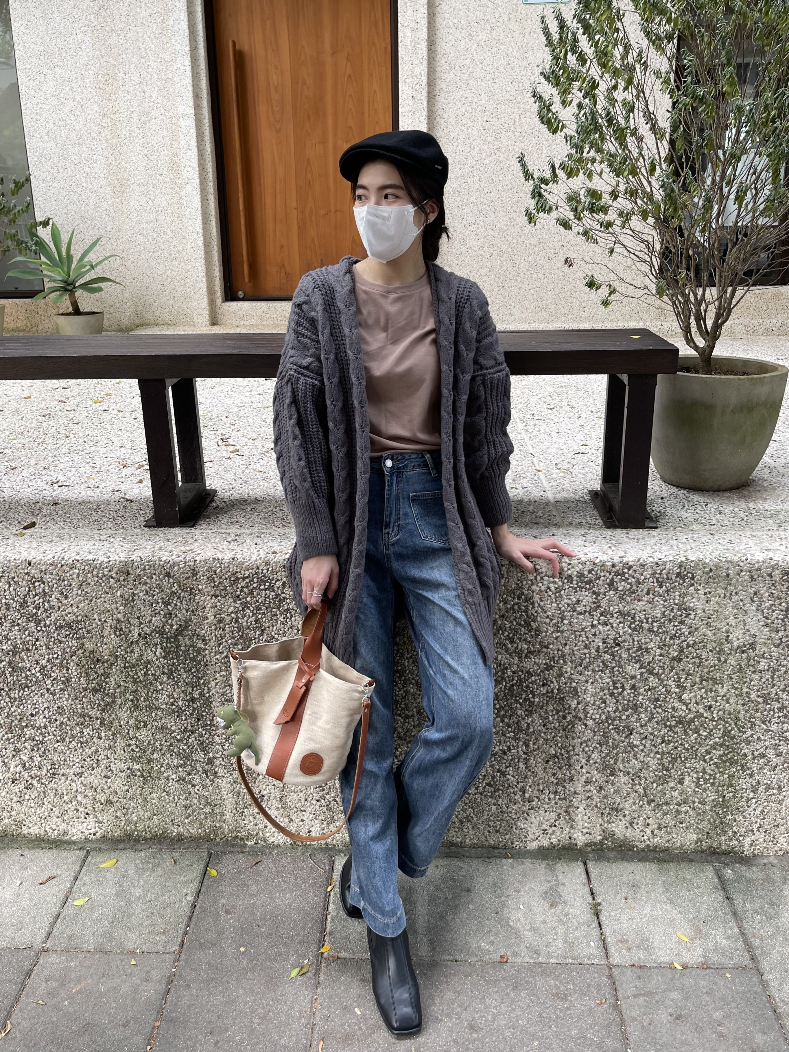 麻花鉤織長罩衫