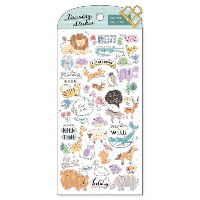 動物 手繪插畫系列貼紙|日本Mind Wave
