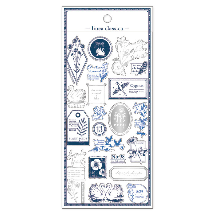 天鵝 箔押 PET透明貼紙 經典線條系列|日本Mind Wave