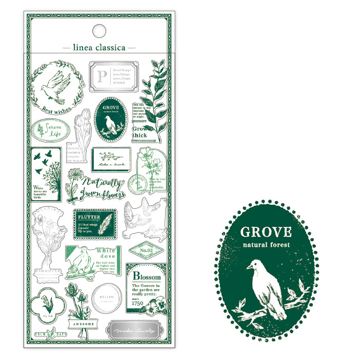 信鴿 箔押 PET透明貼紙 經典線條系列|日本Mind Wave