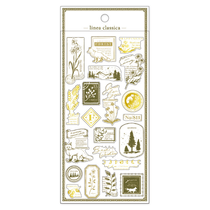 狐狸 箔押 PET透明貼紙 經典線條系列|日本Mind Wave