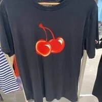 [S] MODERNWORKS,KIRSH BIG CHERRY SHORT SLEEVE T-SHIRT,BLACK, KFKQMCTR500MBKA (SMW76)