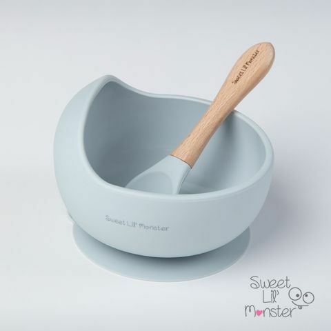 〖 Sweet Lil' Monster 〗霧面藍矽膠吸盤學習碗
