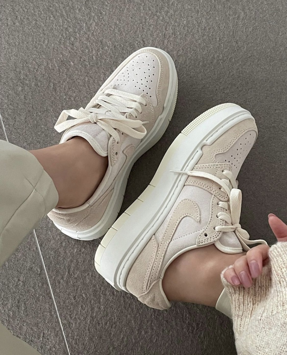 Air Jordan 1 Elevate Low 白杏奶茶麂皮厚底(DH7004101)