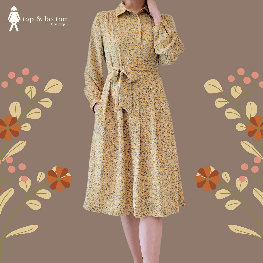 L/SLEEVE FLORAL MIDI DRESS
